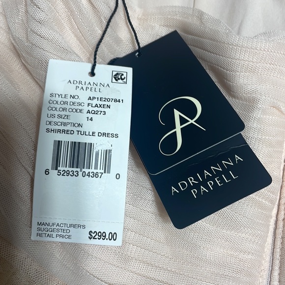 NWT ADRIANNA PAPELL SLEEVELESS SHIRRED TULLE MIDI DRESS - Picture 16 of 16
